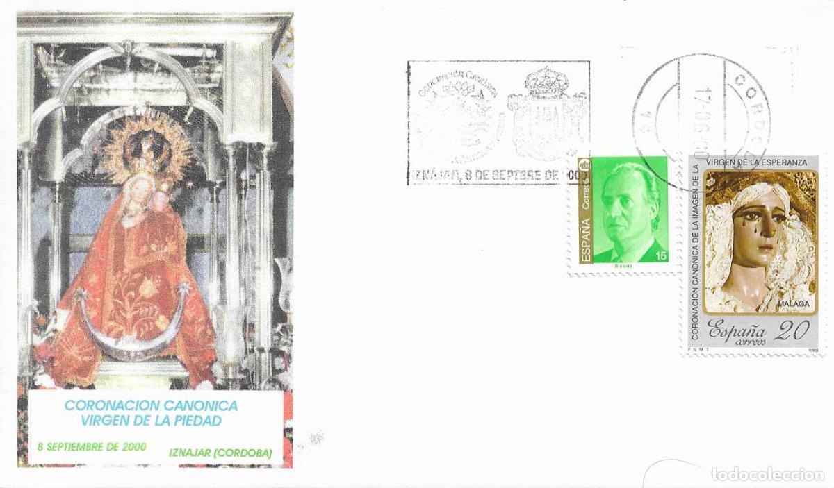 Sellos: VIRGEN PIEDAD NTRA SRA ANTIGUA CORONACION, IZNAJAR (CORDOBA) 2000. MATASELLOS RODILLO RARO SOBRE RWR