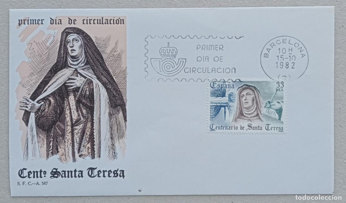 Sellos: 1982. ESPA&Ntilde;A. Sobre SPD. Santa teresa de Jes&uacute;s. Con sello alusivo.