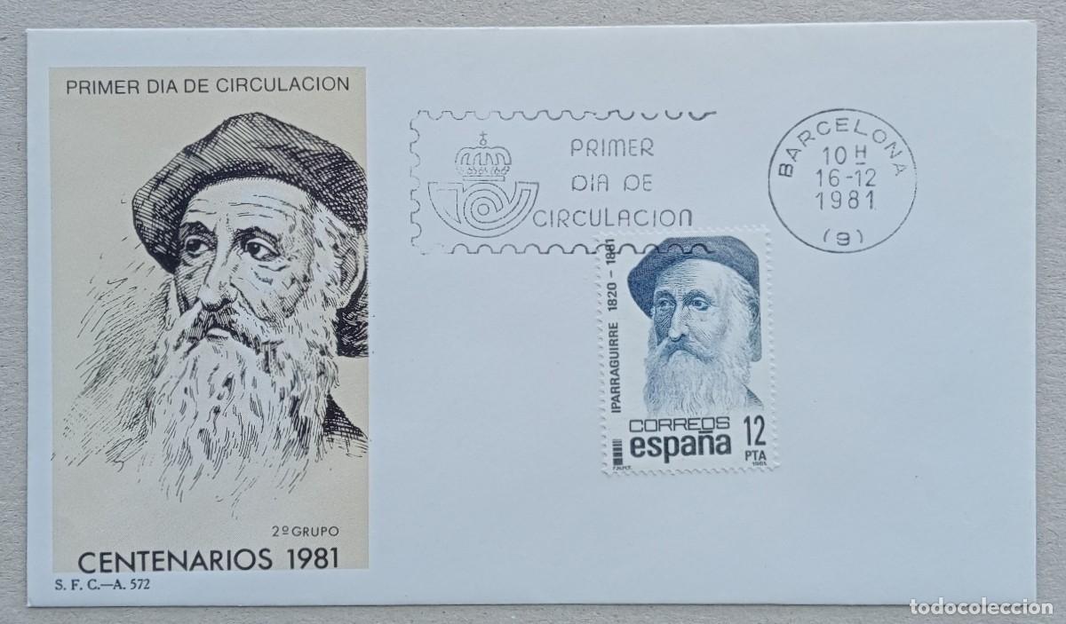 Sellos: 1981. ESPA&Ntilde;A. Sobre SPD. Serie centenarios. Bardo Iparraguirre. Con sello alusivo.