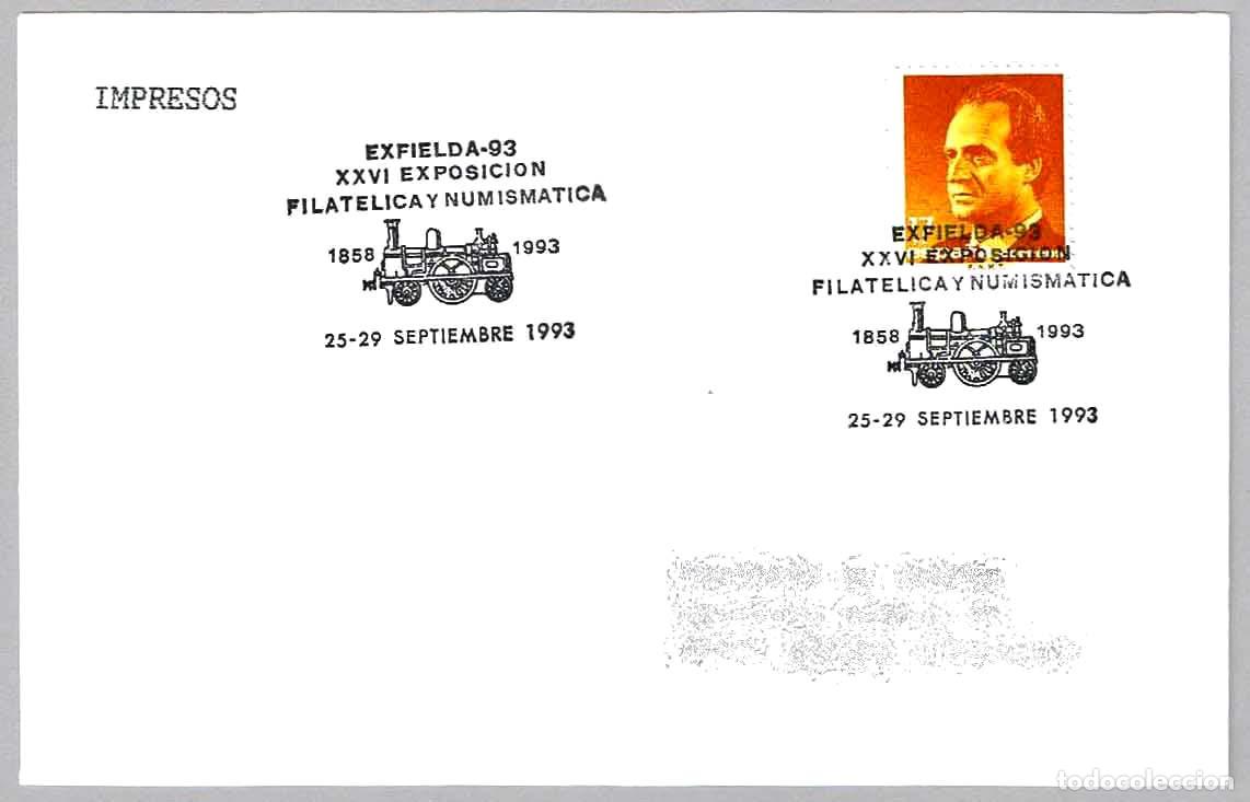 Sellos: Matasellos XXVI EXP.FIL. EXFIELDA-93 - FERROCARRIL. Elda, Alicante, 1993