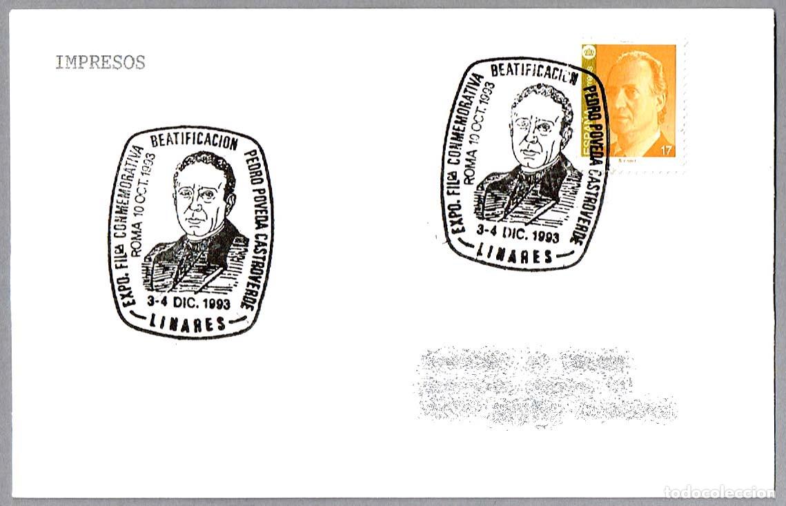 Sellos: Matasellos BEATIFICACION PEDRO POVEDA CASTROVERDE. Linares, Jaen, Andalucia, 1993