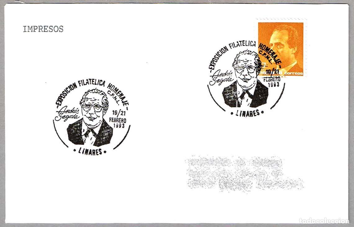 Sellos: Matasellos EXP.FIL. HOMENAJE A ANDRES SEGOVIA. Linares, Jaen, Andalucia, 1993