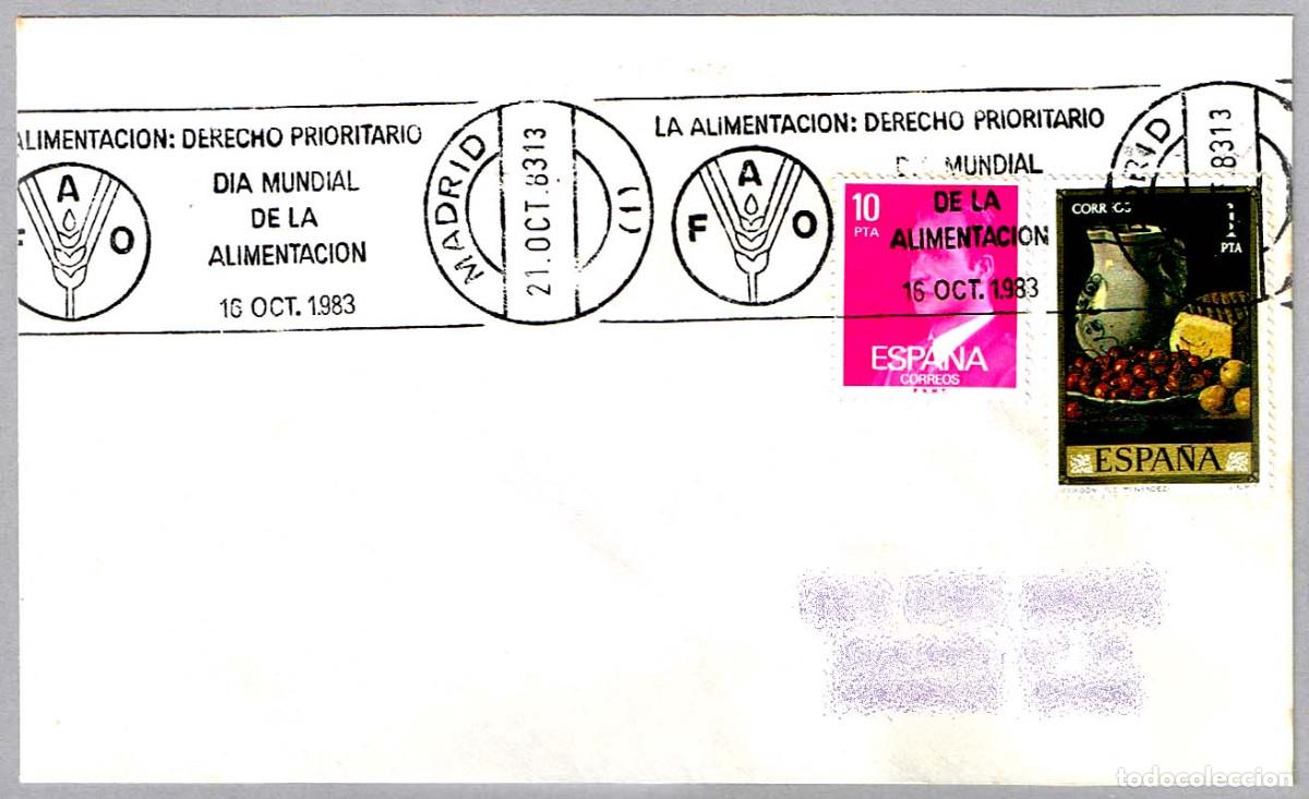 Sellos: Matasellos rodillo FAO - DIA MUNDIAL DE LA ALIMENTACION. Madrid 1983