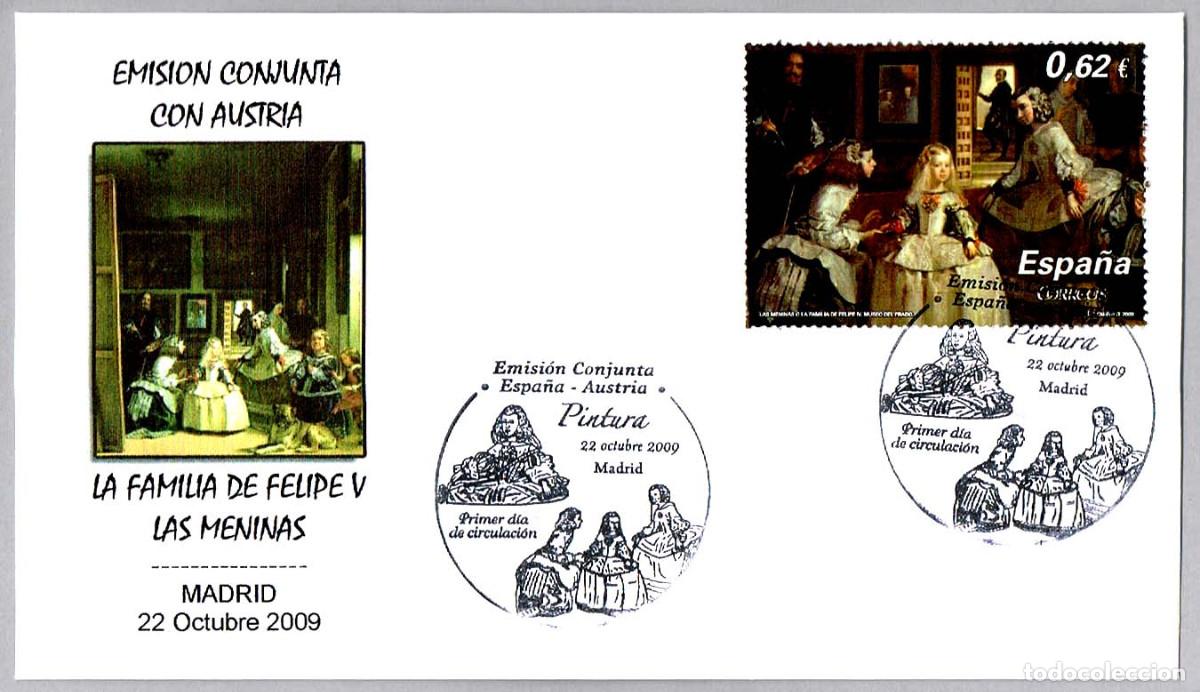 Sellos: MATASELLOS PRIMER DIA - LAS MENINAS - VELAZQUEZ. MADRID 2009