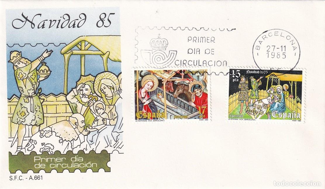Sellos: SPD Barcelona 1985 - Navidad - Nacimiento (Retablo de Guimer&aacute;, Lleida) - Epifan&iacute;a (Museo de Vich)