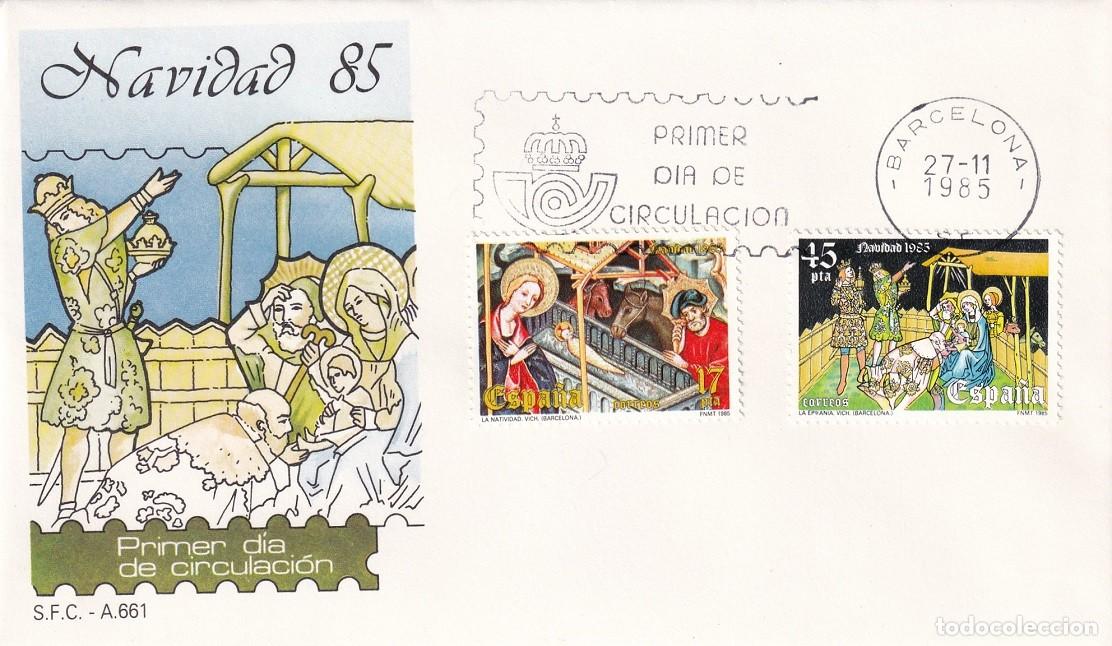 Sellos: SPD Barcelona 1985 - Navidad - Nacimiento (Retablo de Guimer&aacute;, Lleida) - Epifan&iacute;a (Museo de Vich)