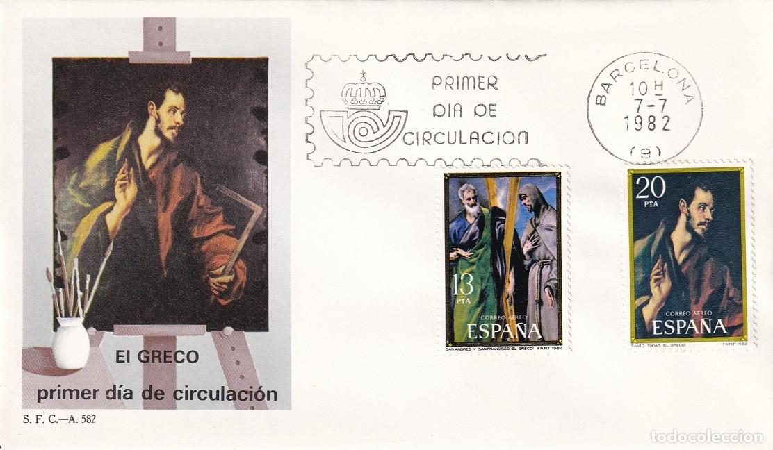 Sellos: SPD Barcelona 1982 A&eacute;reo - El Greco Domenico Theotokopulos - San Andr&eacute;s y San Francisco, Santo Tom&aacute;s