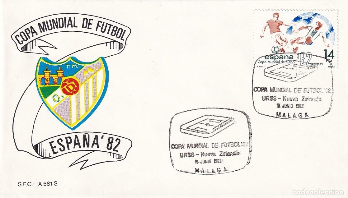 Sellos: Sobre M&aacute;laga 1982 - Espa&ntilde;a'82 - Copa Mundial de F&uacute;tbol - URSS-Nueva Zelanda - Matasellos especiales