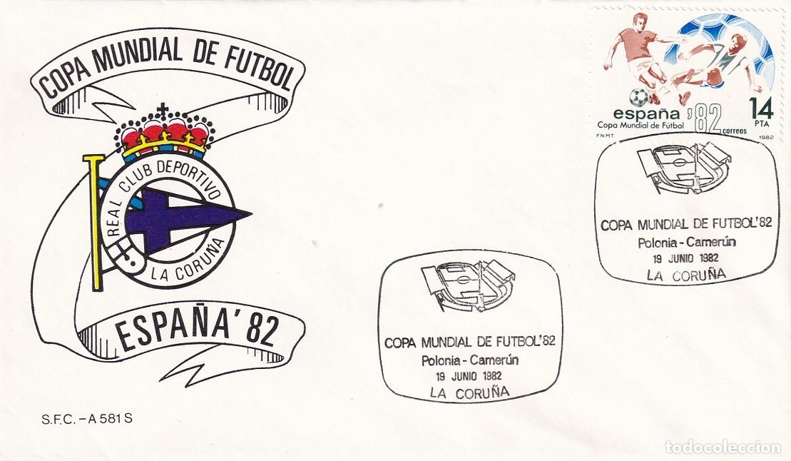 Sellos: Sobre La Coru&ntilde;a 1982 Espa&ntilde;a'82 Real Club Deportivo La Coru&ntilde;a Copa Mundial de F&uacute;tbol Polonia-Camer&uacute;n