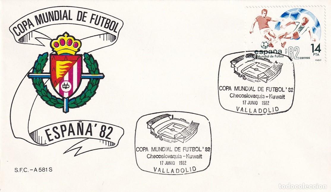 Sellos: Sobre Valladolid 1982 - Espa&ntilde;a'82 - Copa Mundial de F&uacute;tbol - Checoslovaquia-Kuwait - Matasellos