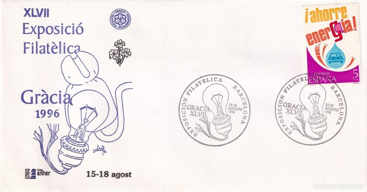 Sellos: Sobre Barcelona 1996 - XLVII Exposici&oacute; Filat&egrave;lica Gr&agrave;cia 1996 15-18 agost - Grup ENHER Electricidad
