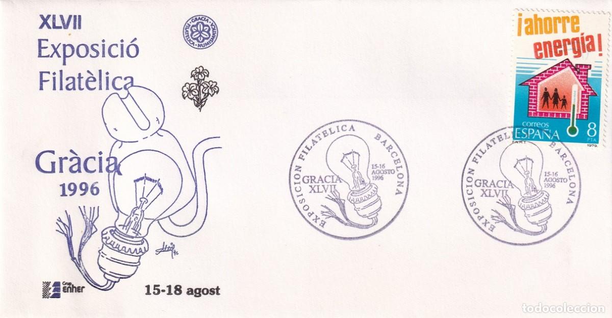 Sellos: Sobre Barcelona 1996 - XLVII Exposici&oacute; Filat&egrave;lica Gr&agrave;cia 1996 15-18 agost - Grup ENHER Electricidad