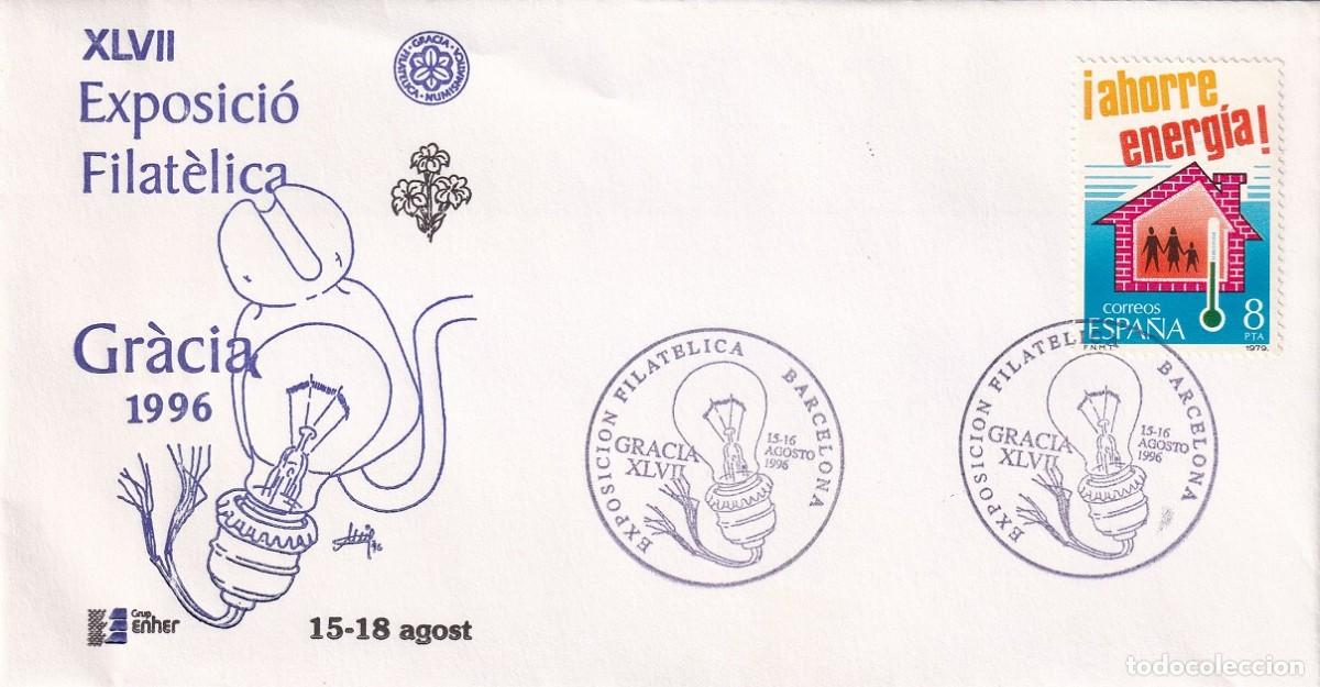 Sellos: Sobre Barcelona 1996 - XLVII Exposici&oacute; Filat&egrave;lica Gr&agrave;cia 1996 15-18 agost - Grup ENHER Electricidad