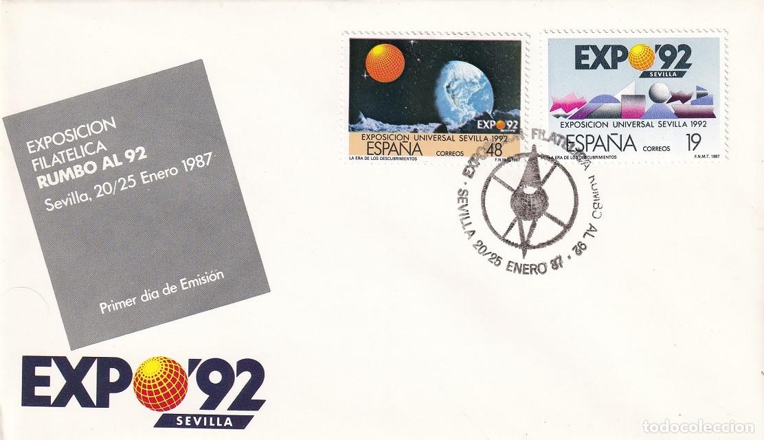 Sellos: SPD Sevilla 1987 - Exposici&oacute;n filat&eacute;lica Rumbo al 92 - Expo 92 Sevilla - Primer d&iacute;a de emisi&oacute;n