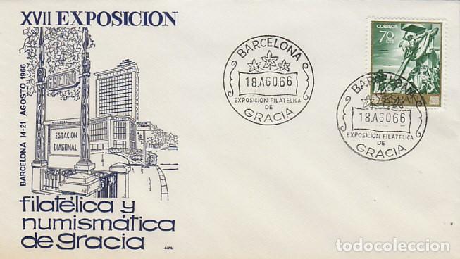 Sellos: A&ntilde;o 1966, Exposicion filatelica de Gracia en sobre de Alfil