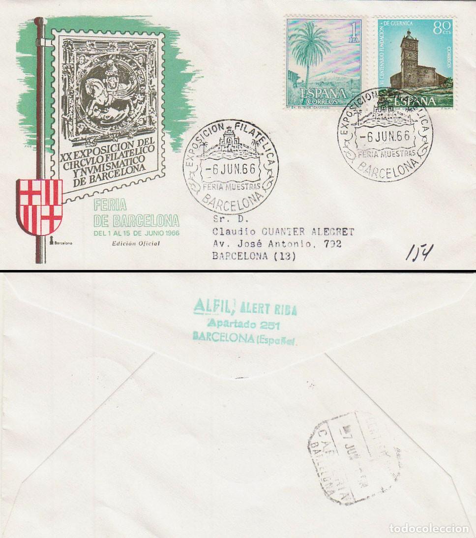 Sellos: A&Ntilde;O 1966, FERIA DE MUESTRAS DE BARCELONA, SOBRE OFIIAL circulado