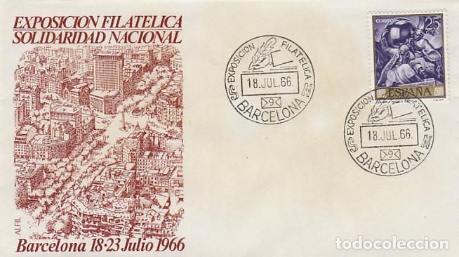 Sellos: A&ntilde;o 1966, Exposicion del periodico Solidaridad Nacional de Barcelona en sobre de Alfil