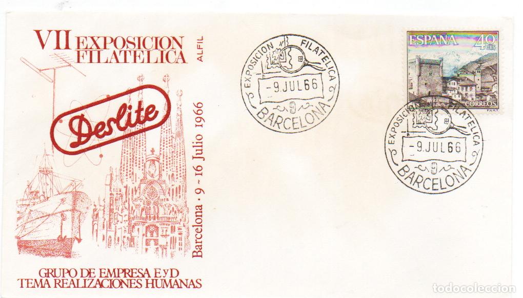 Sellos: A&ntilde;o 1966, Educaci&oacute;n y Descanso, exposicion filatelica Deslite, en sobre de alfil