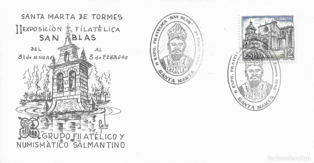Sellos: SAN BLAS II EXPOSICION, SANTA MARTA DE TORMES (SALAMANCA) 1998. MATASELLOS EN RARO SOBRE RELIGION