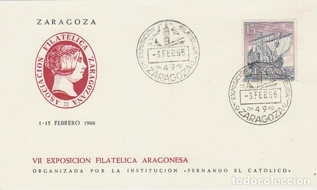 Sellos: A&Ntilde;O 1966, ZARAGOZA, EXPOSICION FILATELICA ARAGONESA, SOBRE DE LA INSTITUCION FERNANDO EL CATOLICO
