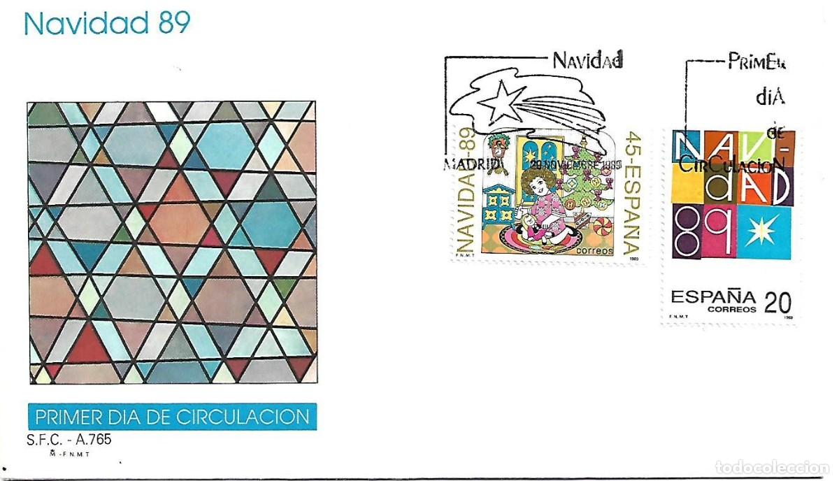 Sellos: MATASELLOS DE PRIMER D&Iacute;A DE CIRCULACION. NAVIDAD 89. MADRID, 29/11/1989