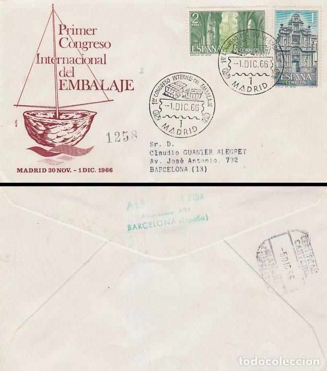 Sellos: A&ntilde;o 1966, MADRID, PRIMER CONGRESO SOBRE EMBALAJE, SOBRE DE ALFIL CIRCULADO