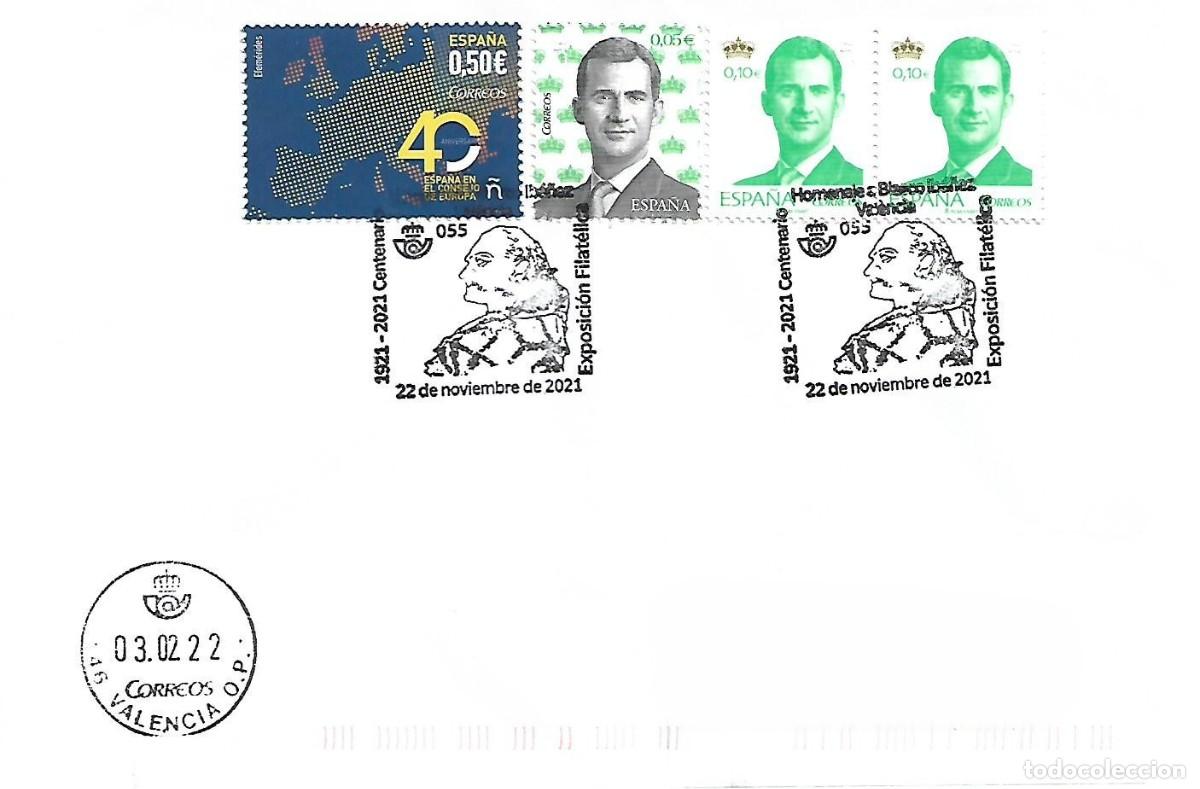 Sellos: MATASELLOS CONMEMORATIVO EXPOFIL HOMENAJE A BLASCO IB&Aacute;&Ntilde;EZ. VALENCIA, 22/11/2021