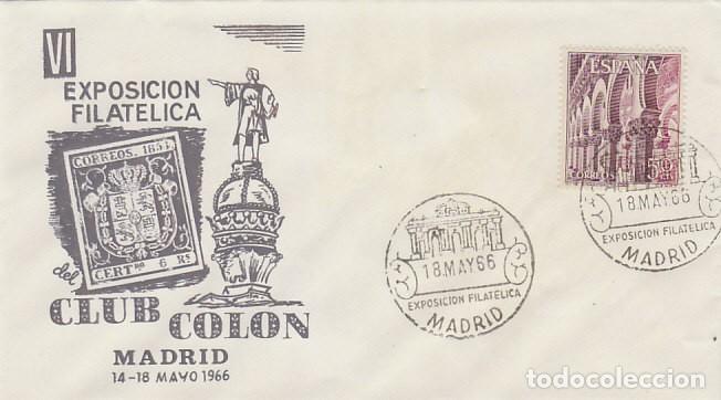 Sellos: A&ntilde;o 1966, MADRID, Exposicion filatelica del Club Colon, en sobre del Club Colon