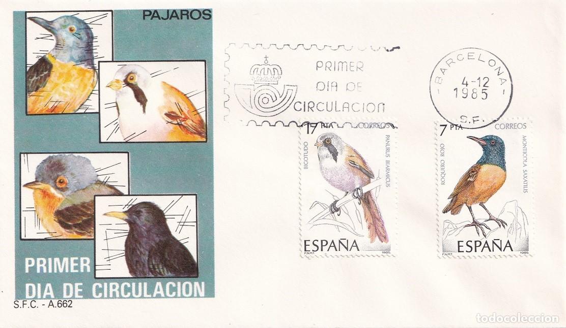 Sellos: SPD Barcelona 1985 - P&aacute;jaros - Bigotudo - Roquero rojo - FDC Primer d&iacute;a de circulaci&oacute;n