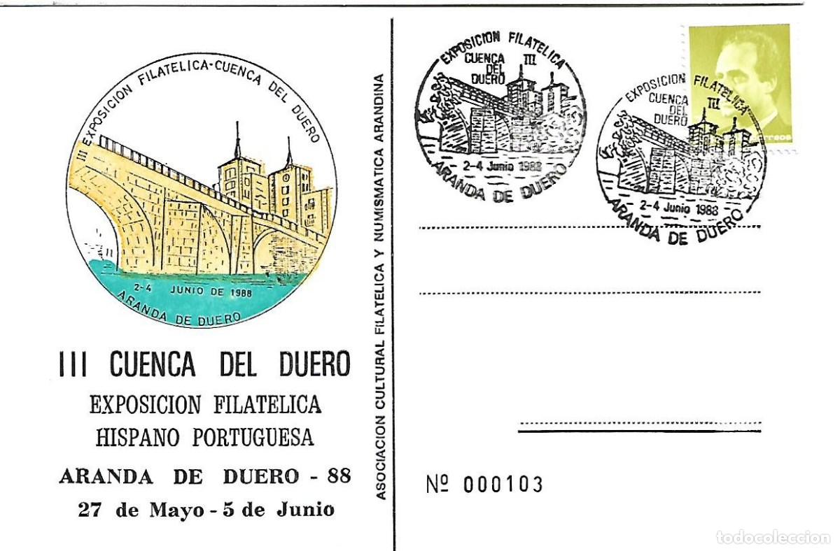 Sellos: MATASELLOS CONMEMORATIVO EXPOFIL III CUENCA DEL DUERO. ARANDA DE DUERO, 27/05 AL 05/06 DE 1988