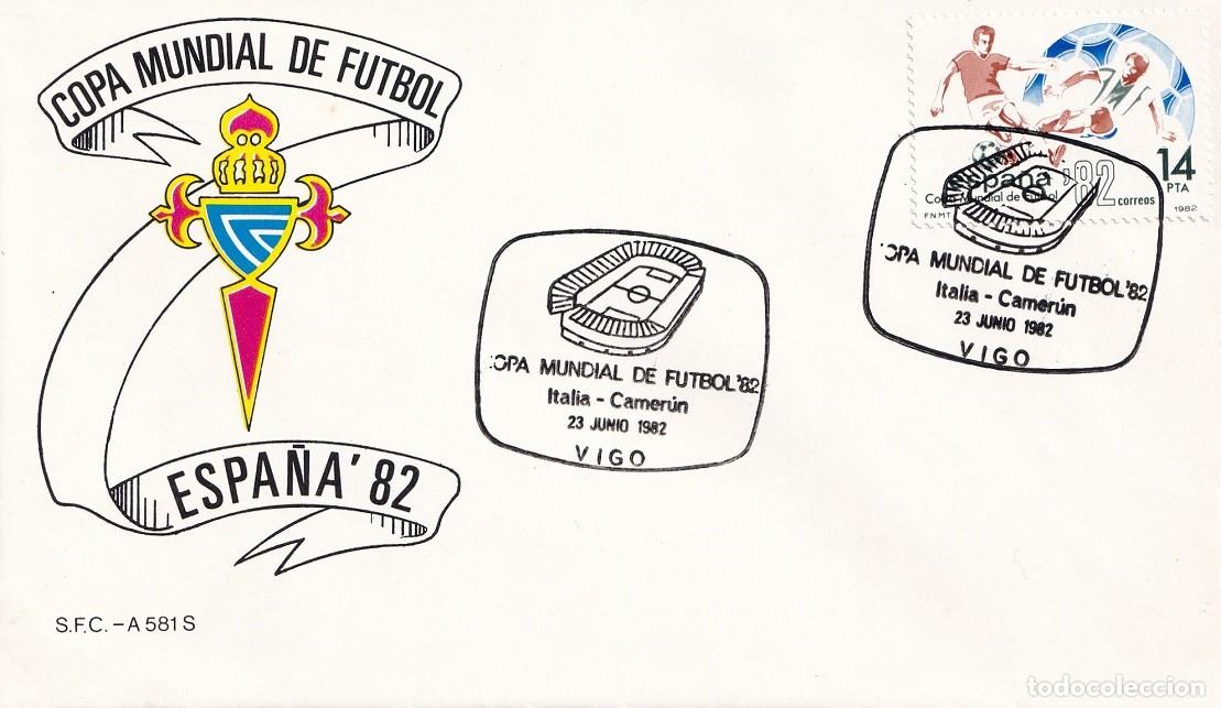 Sellos: Sobre Vigo 1982 - Espa&ntilde;a'82 - Copa Mundial de F&uacute;tbol - Italia-Camer&uacute;n - Matasellos especiales