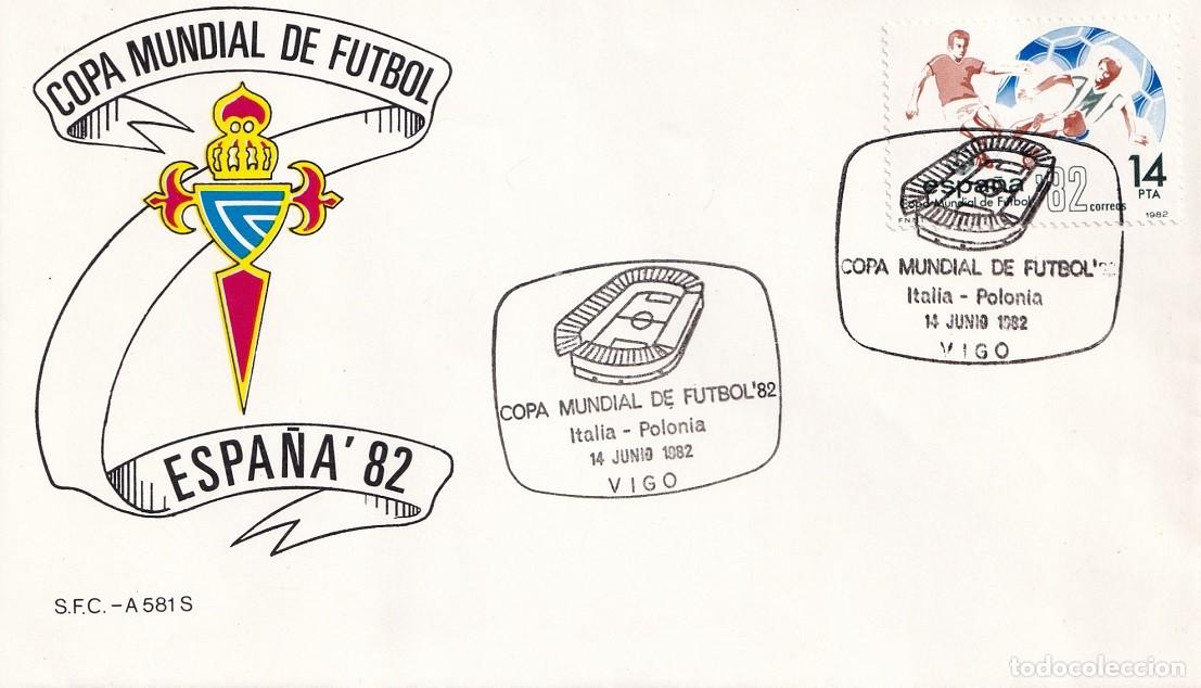 Sellos: Sobre Vigo 1982 - Espa&ntilde;a'82 - Copa Mundial de F&uacute;tbol - Italia-Polonia - Matasellos especiales