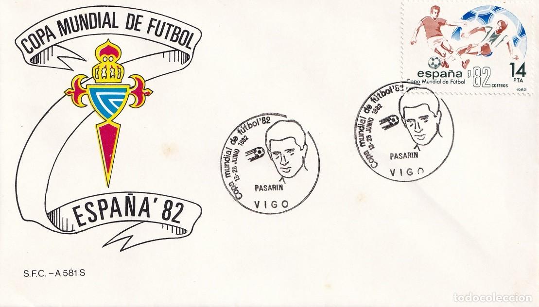 Sellos: Sobre Vigo 1982 - Espa&ntilde;a'82 - Copa Mundial de F&uacute;tbol - Pasarin - Matasellos especiales