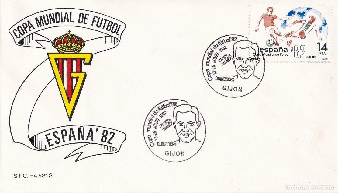 Sellos: Sobre Gij&oacute;n 1982 - Espa&ntilde;a'82 - Copa Mundial de F&uacute;tbol - Quincoces - Matasellos especiales