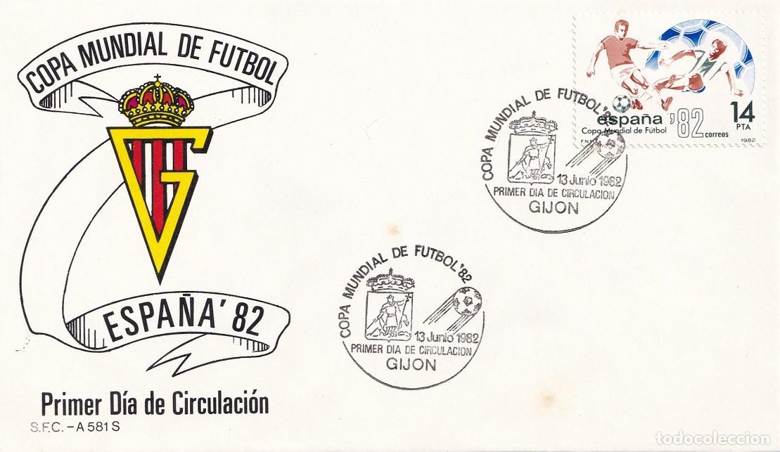 Sellos: SPD Gij&oacute;n 1982 - Espa&ntilde;a'82 - Copa Mundial de F&uacute;tbol - Primer d&iacute;a circulaci&oacute;n - Matasellos especiales