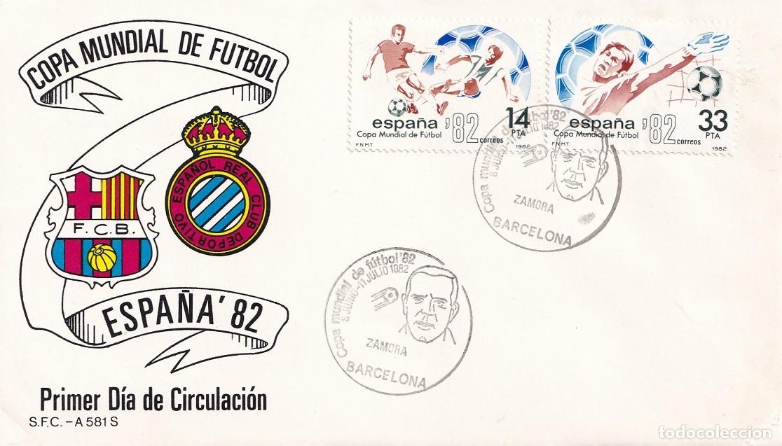 Sellos: Sobre Barcelona 1982 Espa&ntilde;a'82 Copa Mundial de F&uacute;tbol Zamora - F.C.B. - Real Club Deportivo Espa&ntilde;ol