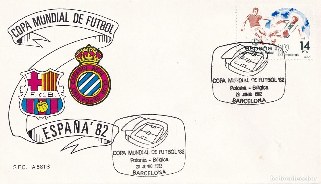 Sellos: Barcelona 1982 Espa&ntilde;a'82 Copa Mundial de F&uacute;tbol Polonia-B&eacute;lgica - F.C.B. Real Club Deportivo Espa&ntilde;ol