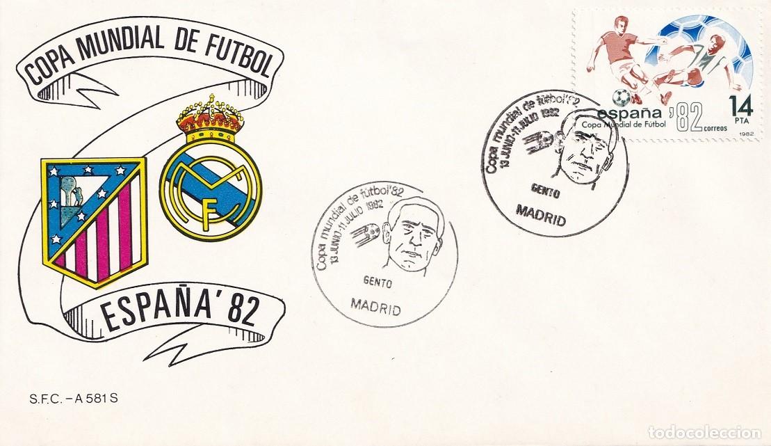 Sellos: Sobre Madrid 1982 - Espa&ntilde;a'82 - Copa Mundial de F&uacute;tbol - Gento - FDC - Matasellos especiales
