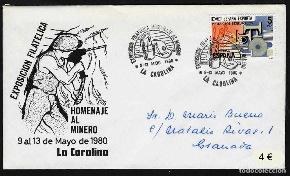 Sellos: MATASELLOS EXPOSICI&Oacute;N FILAT&Eacute;LICA HOMENAJE AL MINERO - LA CAROLINA 1980 - MINERIA