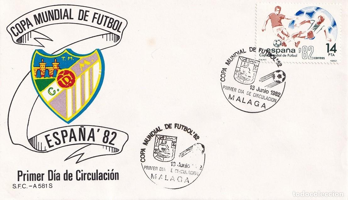 Sellos: SPD M&aacute;laga 1982 - Espa&ntilde;a'82 - Copa Mundial de F&uacute;tbol - Primer d&iacute;a de circulaci&oacute;n FDC - Matasellos