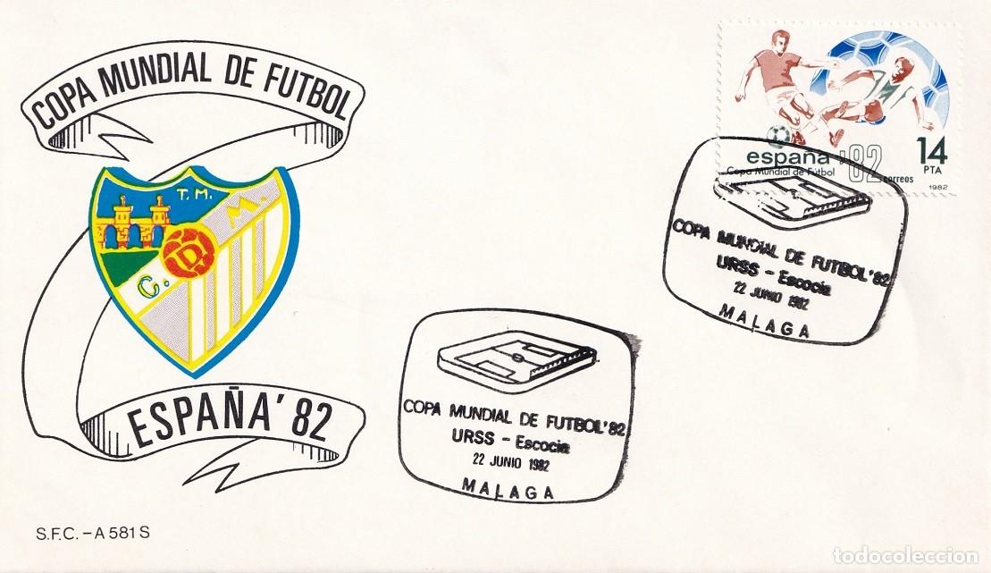Sellos: Sobre M&aacute;laga 1982 - Espa&ntilde;a'82 - Copa Mundial de F&uacute;tbol - URSS-Escocia - Matasellos especiales