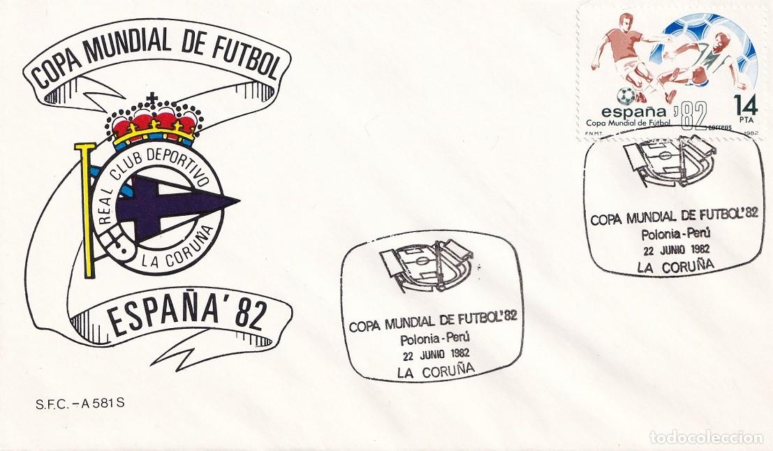 Sellos: Sobre La Coru&ntilde;a 1982 Espa&ntilde;a'82 Real Club Deportivo La Coru&ntilde;a Copa Mundial de F&uacute;tbol Polonia-Per&uacute;