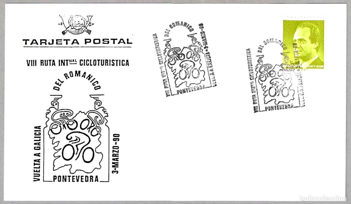 Sellos: Matasellos VIII RUTA INT. CICLOTURISTICA DEL ROMANICO. Pontevedra, Galicia, 1990