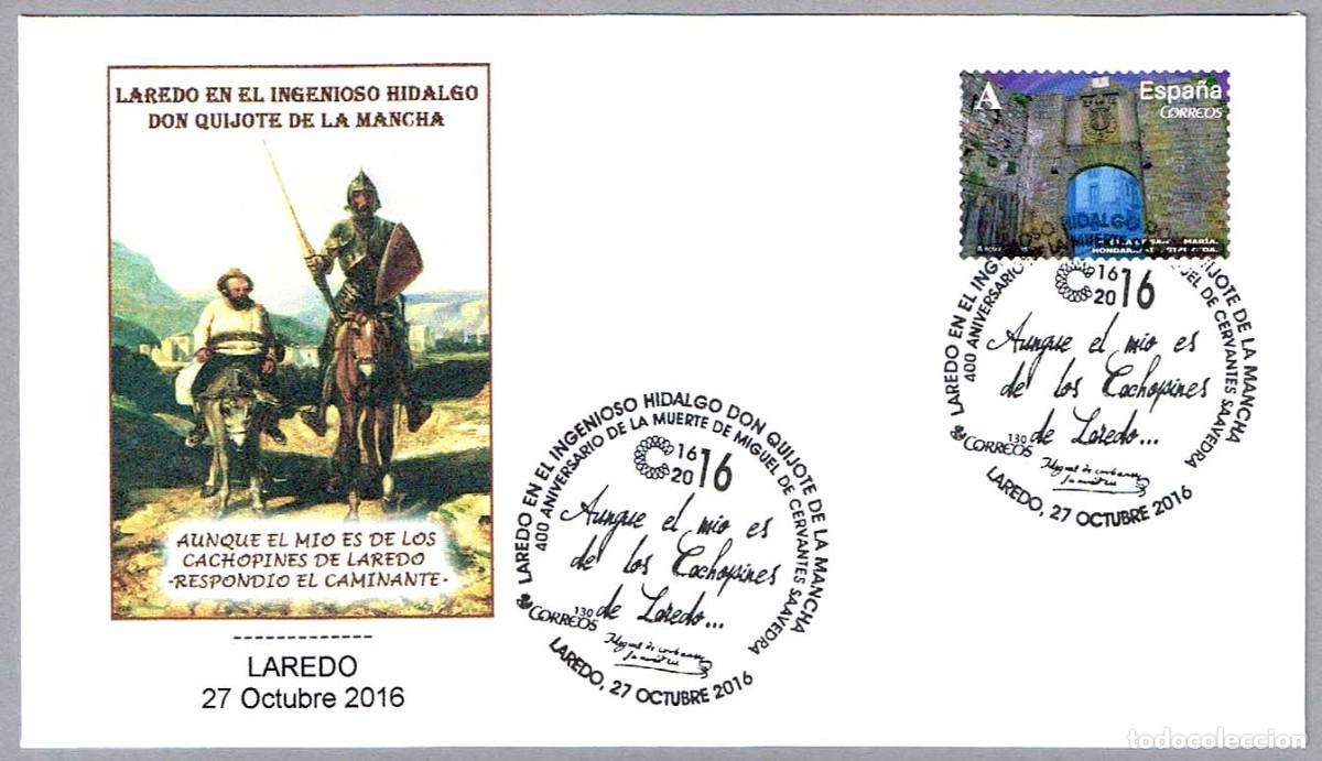 Sellos: Matasellos LAREDO EN DON QUIJOTE DE LA MANCHA. Laredo, Cantabria, 2016