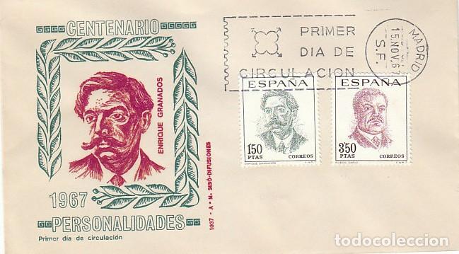 Sellos: EDIFIL 1831, CENTENARIO DE ENRIQUE GRANADOS, PRIMER DIA DE 15-11-1967 SOBRE DEL SISO, RARO