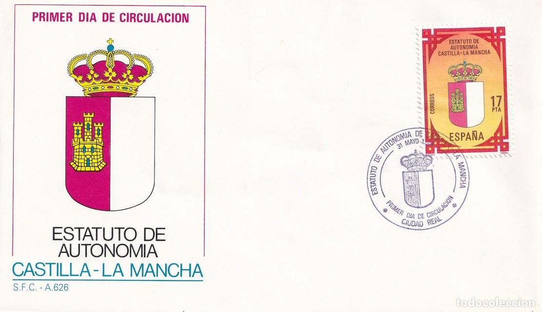 Sellos: SPD Ciudad Real 1984 - Estatuto de Autonom&iacute;a de Castilla-La Mancha 31 Mayo - Primer d&iacute;a circulaci&oacute;n