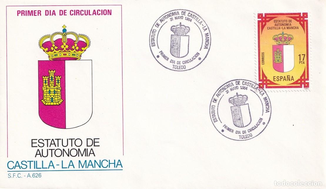 Sellos: SPD Toledo 1984 - Estatuto de Autonom&iacute;a de Castilla-La Mancha 31 Mayo - Primer d&iacute;a circulaci&oacute;n