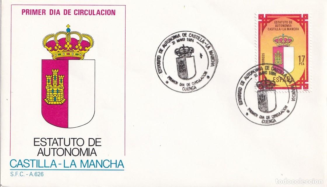 Sellos: SPD Cuenca 1984 - Estatuto de Autonom&iacute;a de Castilla-La Mancha 31 Mayo - Primer d&iacute;a de circulaci&oacute;n