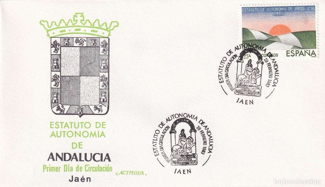 Sellos: SPD Ja&eacute;n 1983 - Estatuto de Autonom&iacute;a de Andaluc&iacute;a - Ja&eacute;n - Primer d&iacute;a de circulaci&oacute;n - FDC