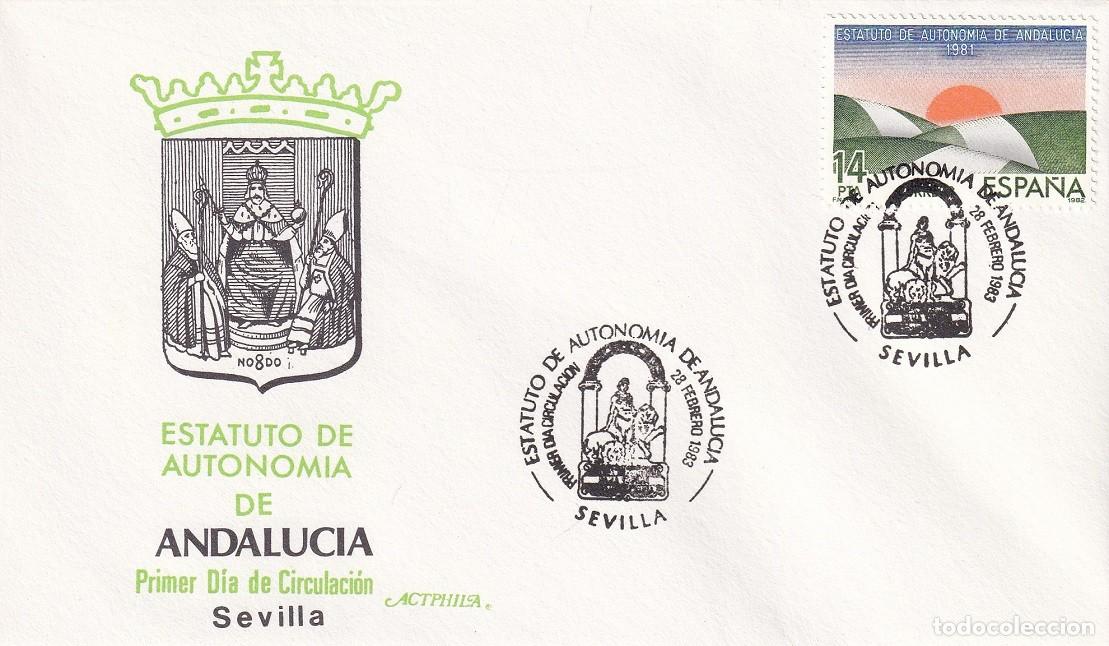 Sellos: SPD Sevilla 1983 - Estatuto de Autonom&iacute;a de Andaluc&iacute;a - Sevilla - Primer d&iacute;a de circulaci&oacute;n - FDC